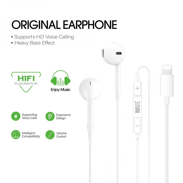 Lightning Oordopjes Wit – Bedrade Earphones met Microfoon & Volumebediening – 1,2 Meter Kabel-Ilumina Benelux