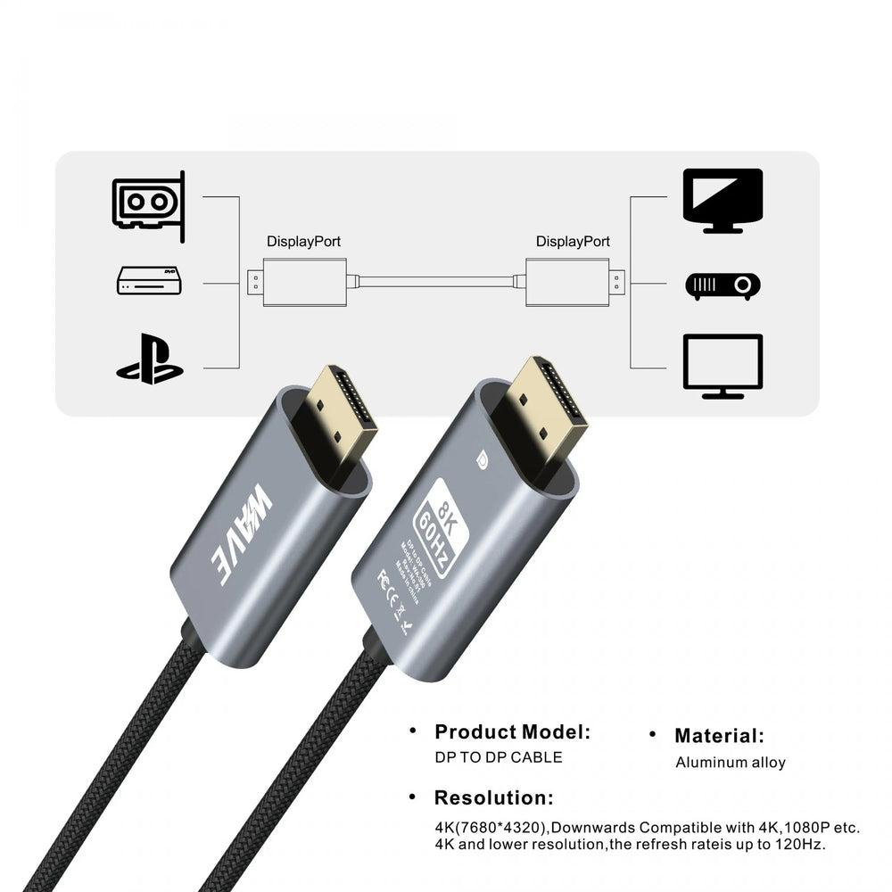 DisplayPort naar HDMI Kabel 4K 60Hz – DP naar HDMI Kabel – Aluminium Connectoren – Gevlochten Kabel