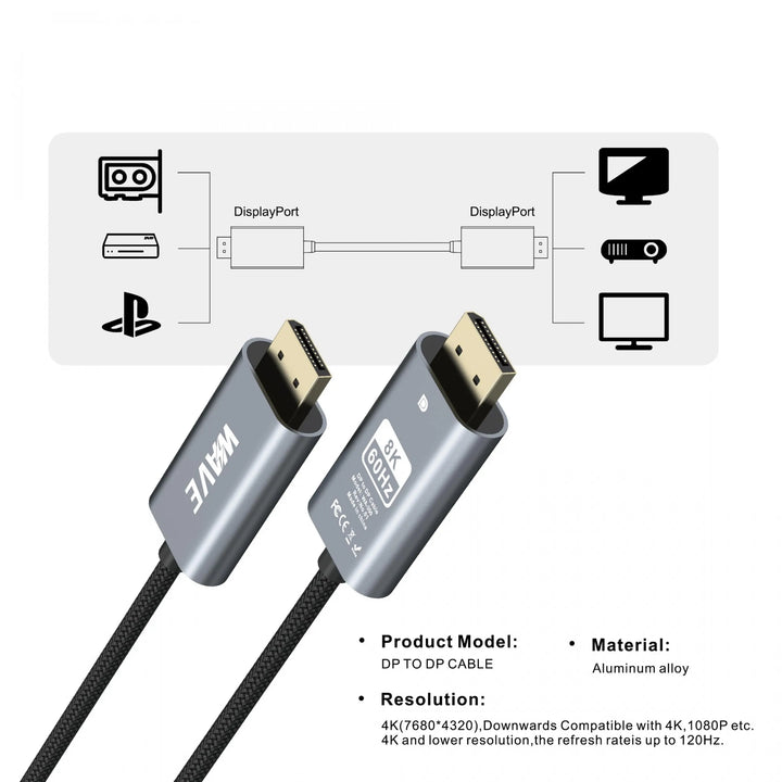 DisplayPort naar HDMI Kabel 4K 60Hz – DP naar HDMI Kabel – Aluminium Connectoren – Gevlochten Kabel-Ilumina Benelux