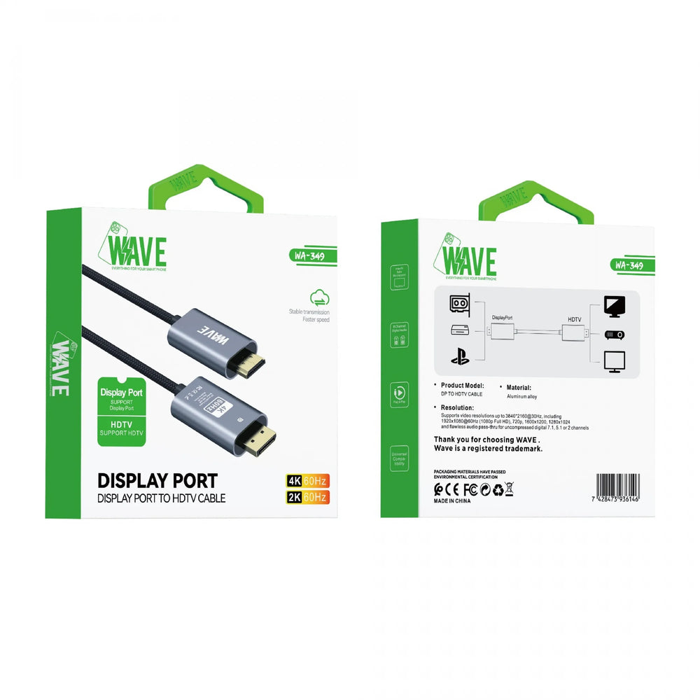 DisplayPort naar HDMI Kabel 4K 60Hz – DP naar HDMI Kabel – Aluminium Connectoren – Gevlochten Kabel