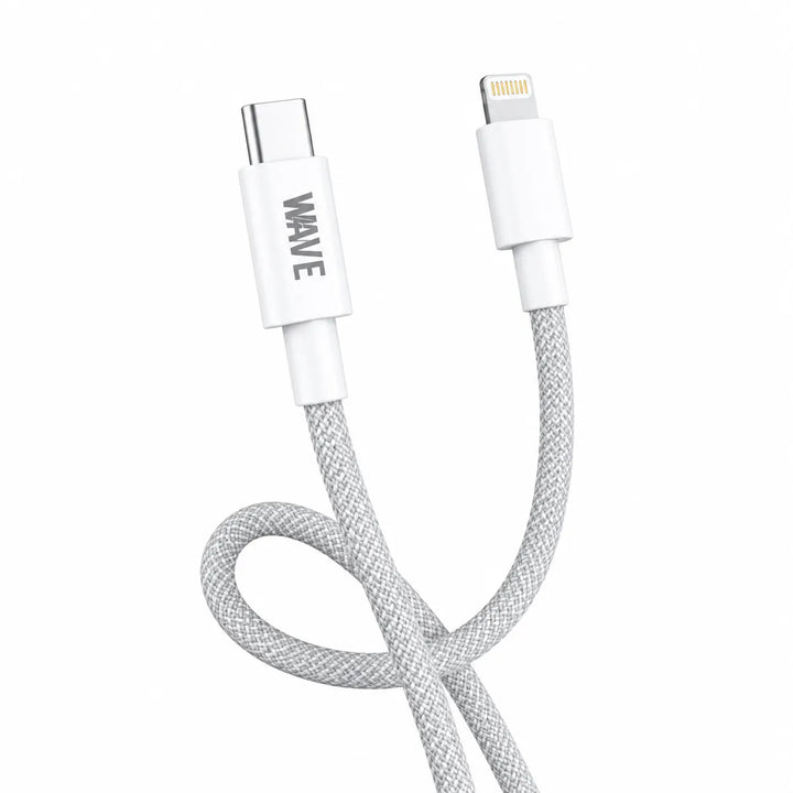 USB-C naar Lightning Kabel 1 Meter Wit – Gevlochten Nylon Snellaadkabel 27W-Ilumina Benelux