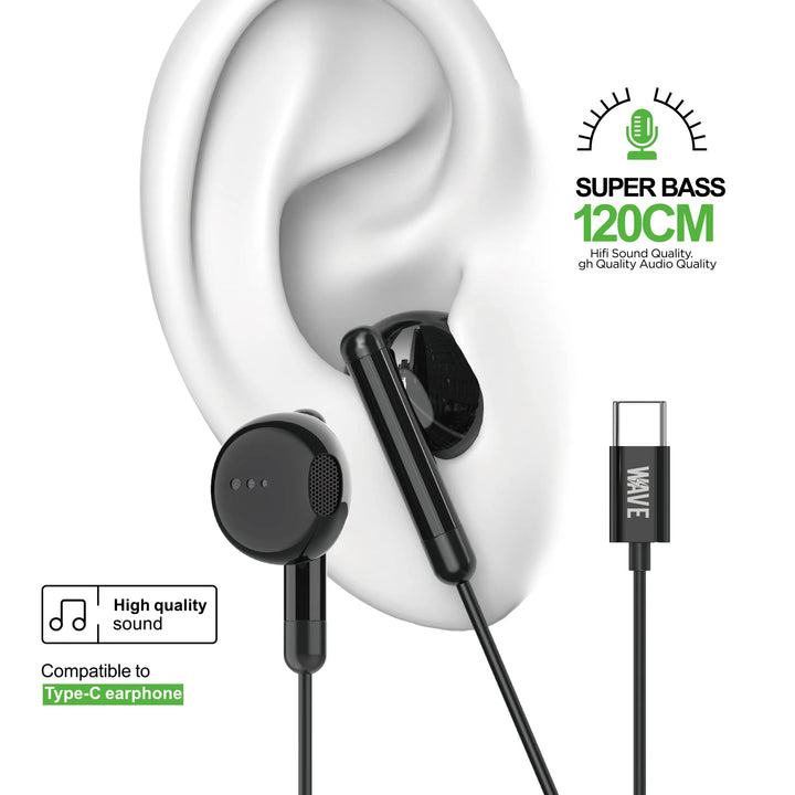 USB-C Oordopjes – Bedrade In-Ear Earphones met Microfoon & Volumeregeling – Type-C Headset – 120 cm Kabel – Zwart-Ilumina Benelux