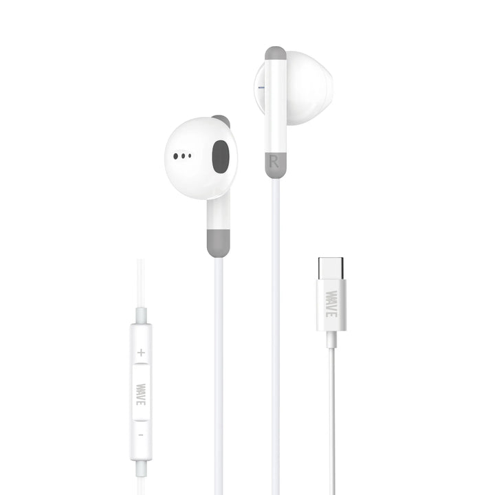 USB-C Oordopjes – Bedrade In-Ear Earphones met Microfoon & Volumeregeling – Type-C Headset – 120 cm Kabel – Wit-Ilumina Benelux