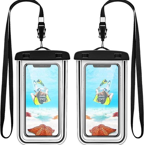 Waterdicht telefoonzakje – Geschikt voor smartphones tot 7.0 inch – IPX8 – Touchscreen – Set van 2 – Transparant-Ilumina Benelux