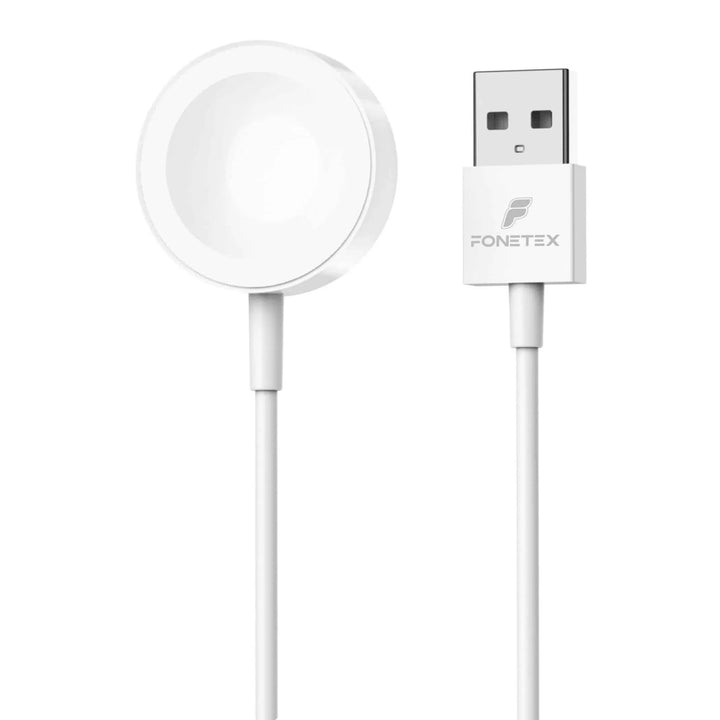 Magnetische Draadloze Oplader voor Apple Watch – USB-A – 1 Meter – Snelladen – Geschikt voor Apple Watch Series & Ultra – Wit
