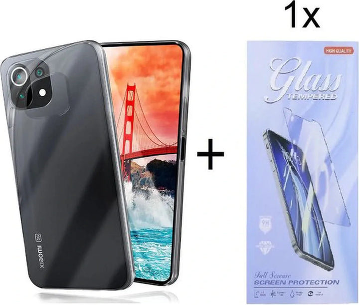Xiaomi 11 Lite 4G/5G Hoesjes – Transparante Siliconen Backcover – Inclusief Screenprotector Gehard Glas-Ilumina Benelux