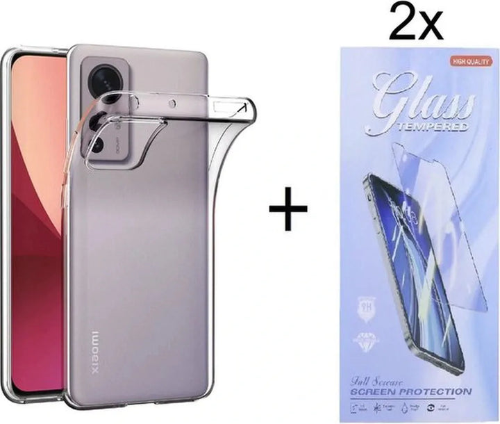 Xiaomi 12 / 12X Hoesjes – Transparante Siliconen Backcover – Inclusief 2x Screenprotector Gehard Glas – Anti-kras-Ilumina Benelux