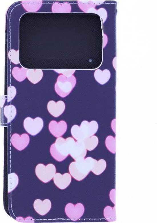Xiaomi Mi 11 Ultra Hoesjes – Bookcase Hoes – Magneetsluiting – Print Hearts – Zwart-Ilumina Benelux