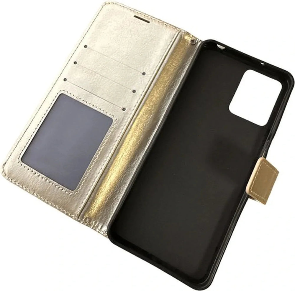Xiaomi Redmi 13C Hoesjes – Portemonnee Bookcase – Pasjeshouder – Magneetsluiting – Goud-Ilumina Benelux