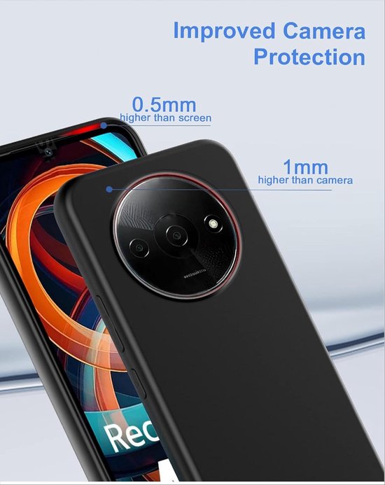 Xiaomi Redmi A3 Hoesjes – Siliconen Backcover – Soft Silicone – Inclusief 2x Gehard Glas Screenprotector – Zwart-Ilumina Benelux