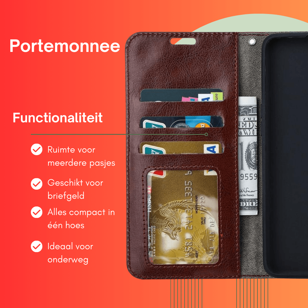 iPhone 14 Pro Max Hoesjes – Portemonnee Book Case – Pasjeshouder – Magneetsluiting – Bruin
